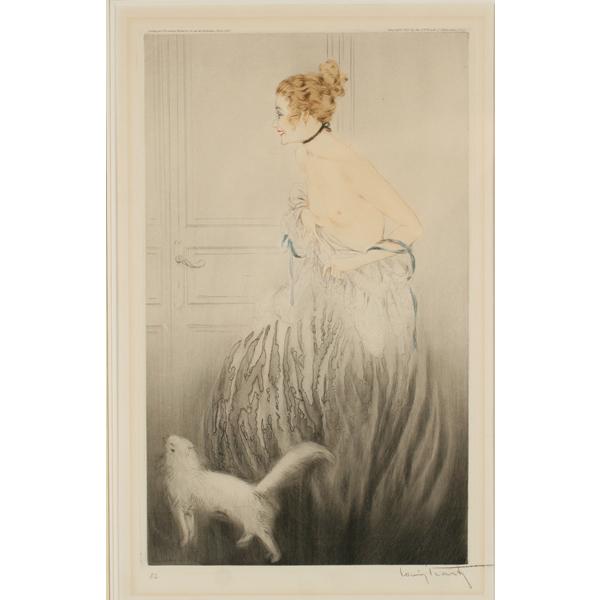 "Do Not Enter" Louis Icart (French, 1890-1950) Etching and aquatint, 1922.  Signed and numbered 82, lower left.  To be offered at Ripley's Antique Helper Auctions on May 14.