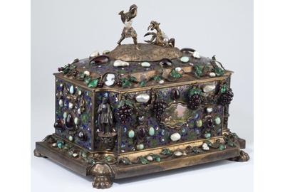 Important French Parcel Gilt and Gem Set Jewel Casket, with the mark for Paul Rigaux and Pierre Leblanc (est.  $20,000-$40,000)