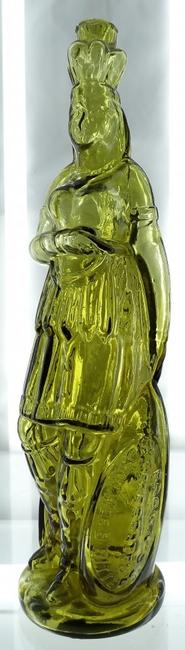 Brown's Celebrated Indian Queen, a figural bitters bottle that's prevalent but popular, this one a particularly nice color, deeper than the usual lime green ($14,375).