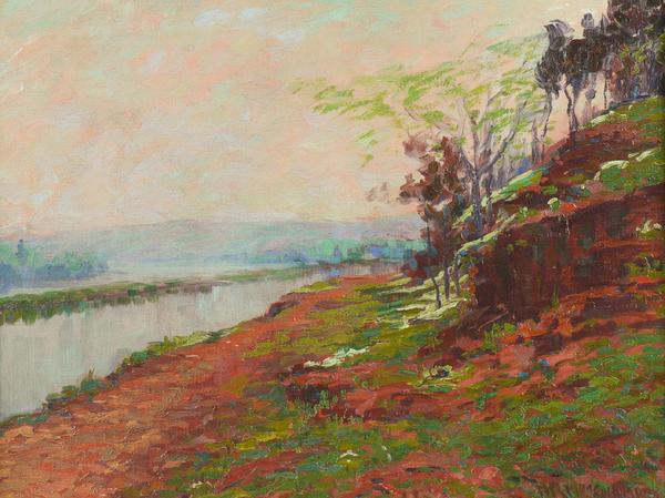 This oil on canvas work by Henry MacGinnis (Am., 1875-1952), titled Erie Canal Sunset, is expected to hammer for $2,000-$4,000.