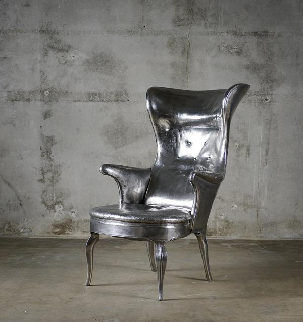 Cheryl Ekstrom, artist's proof of a Frits Henningsen High-back Wing Chair in Stainless Steel