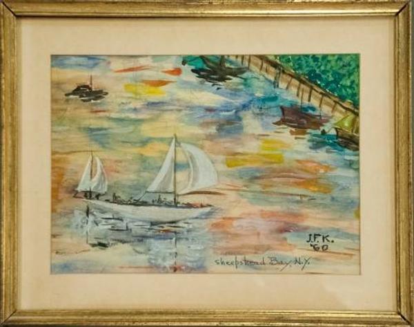 This watercolor painting, done in 1960 by John F.  Kennedy, before he became President, will be sold Nov.  22-24.