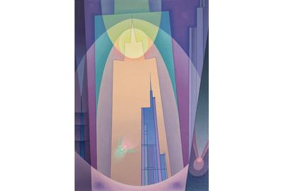 Raymond Jonson (1891-1982), City Ultimate, 1936, oil on canvas, 54 x 38 inches / 137.2 x 96.5 cm, signed