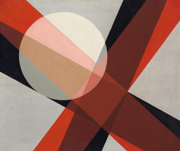  László Moholy-Nagy, A 19, 1927, oil and graphite on canvas, 31 1/2 × 37 5/8 in., Hattula Moholy-Nagy, Ann Arbor, Michigan, © 2017 Hattula Moholy-Nagy/Artists Rights Society (ARS), New York/VG Bild-Kunst, Bonn 