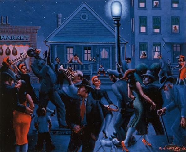 Archibald J.  Motley Jr.  (1891–1981), Gettin’ Religion, 1948.  Oil on canvas, 40 × 48.375 in.  (101.6 × 122.9 cm).  Whitney Museum of American Art, New York; purchase, Josephine N.  Hopper Bequest, by exchange.  © Valerie Gerrard Browne