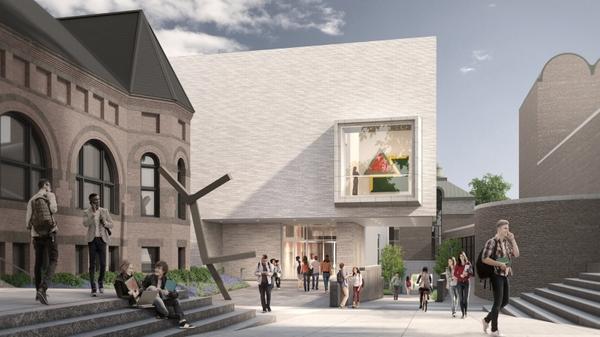 Artist rendering of the north façade of expanded Hood Museum of Art.  (Image courtesy of Tod Williams Billie Tsien Architects)