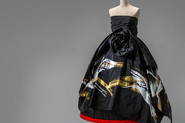 Evening dress, Autumn/Winter 1991, by Rei Kawakubo (Japanese, b.  1942) for Comme des Garçons Noir.  Silk taffeta with hand painting.  Collection of The Kyoto Costume Institute.  