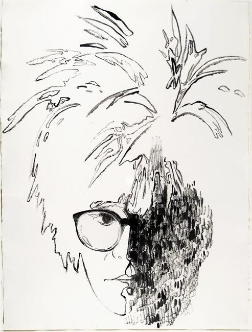 Andy Warhol, Self Portrait, 1986, synthetic polymer paint on paper, 40.625 x 30.5 inches, 50.25 x 39.375 inches framed.  Paul Kasmin collection.