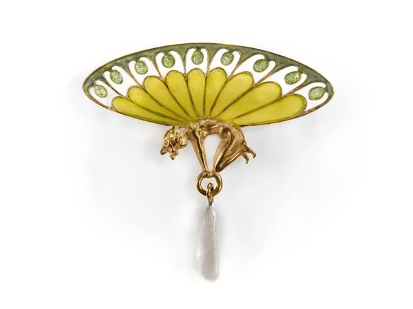 René Lalique (French, 1860-1945), Winged Sylph Brooch, c.  1900.  Collection of Richard H.  Driehaus.  © 2014 Artists Rights Society (ARS), New York / ADAGP, Paris.  Photograph by John A.  Faier, 2014, © The Richard H.  Driehaus Museum