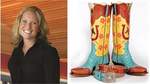 Jackson, Wyo., resident Allison Merritt (left) is new owner of the Western Design Conference, an annual Jackson Hole Fall Arts Festival event featuring Western genre decorative arts, such as the handcrafted boots and belt (right) by Lisa Sorrell.  