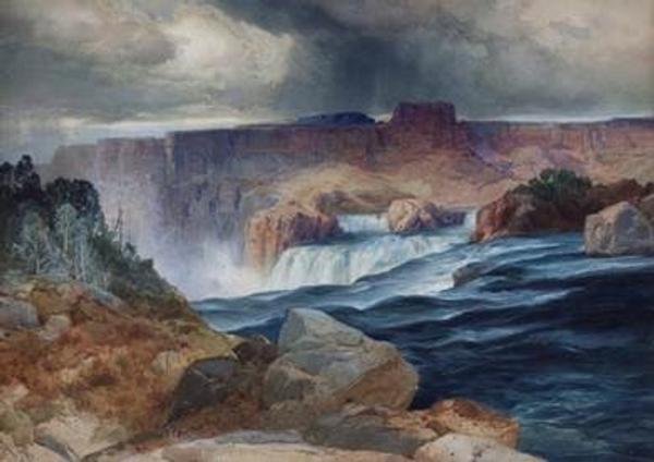 Thomas Moran (American, 1837−1926) Shoshone Falls, Snake River, Idaho, 1875, Watercolor on paper board, Gift of Hugh Gordon Miller, 60.52.47 