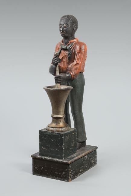 Apothecary Trade Figure of Dr.  Crawford W.  Long Made by Charles James Oliver (1831-1915), Athens, Georgia, 1851-1855 Poplar, yellow pine, paint, 58 ½ x 16 ¾ x 21 7/8 inches Photo by Gavin Ashworth.