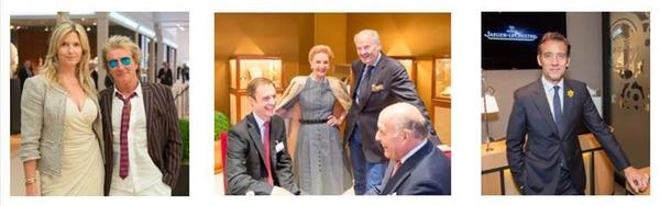 (From left to right) Penny Lancaster and Rod Stewart; Nico Landrigan, Carolina Herrera, Harry Fane and Reinaldo Herrera Guevara at the Verdura stand; Clive Owen at the Jaeger-LeCoultre stand