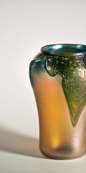 A c.  1910 vase from Tiffany Studios, a recent acquisition that will be presented for the first time in the Morse Museum’s new exhibition, Iridescence—A Celebration.