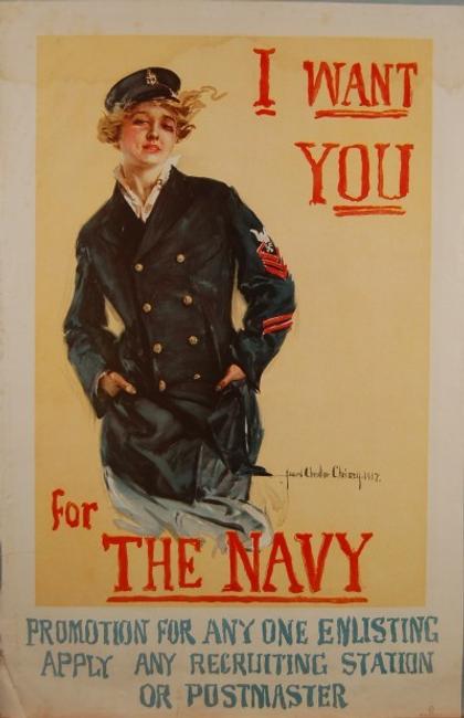 Howard Chandler Christy, 1873-1952 I Want You for the Navy, 1917 Lithograph on paper, 41 1/2 in.  x 27 1/4 in.  Gift of John and Beverly Watling