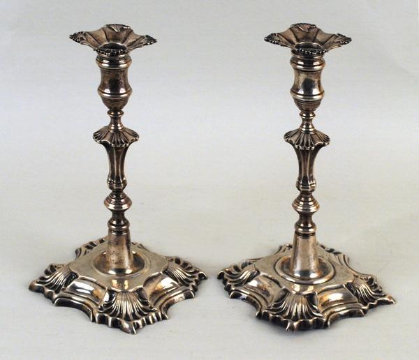 Pair Georgian Rococo Sterling Candlesticks