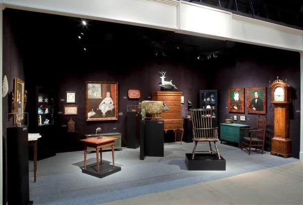 Booth of David A.  Schorsch – Eileen M.  Smiles American Antiques at the 2015 Winter Antiques Show, Park Avenue, New York, NY.