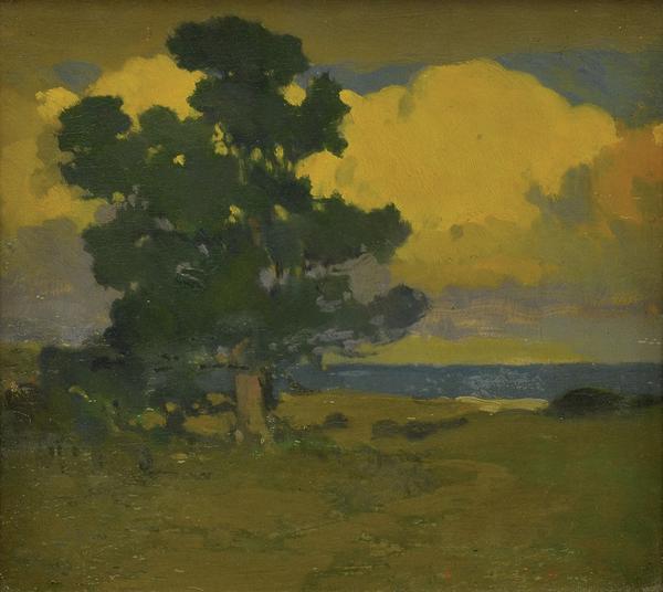 From California artist Arthur Frank Mathews (1860-1945) will be his oil on board entitled Afterglow at the Seashore that is being offered for $20,000 to $40,000.