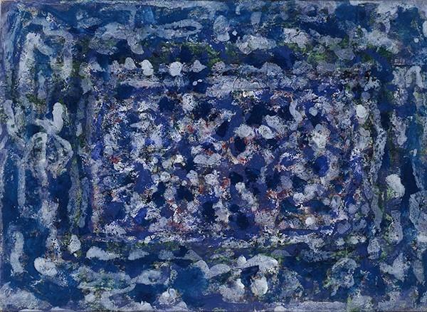 Richard Pousette-Dart (American, 1916–1992), Cerulean Garden, 1945.  Watercolor on paper, 11 x 14 inches.  Collection of Jeanne and Carroll Berry.  