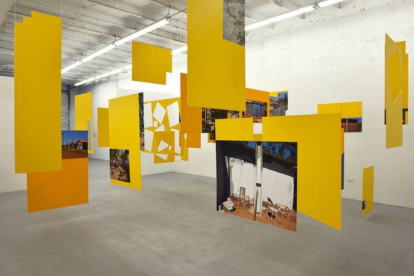 Sergio Vega, “Shanty Nucleus After Derrida 2” (2011–13), installation, inkjet vinyl prints mounted on syntra (gift of Nicholas Pardon)