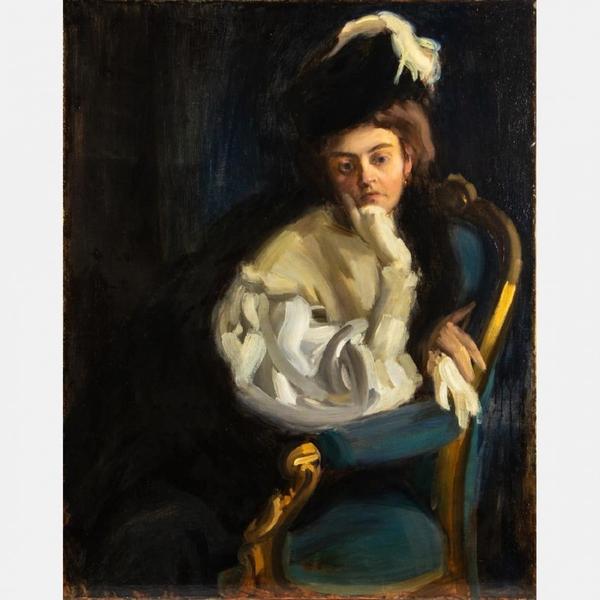 Stunning portrait painting by the Hungarian artist János Vaszary (1867-1939) of his wife Maria, unsigned, one of three painting by Vaszary in the auction (est.  $150,000-$250,000).