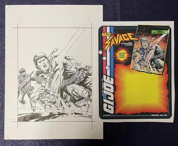 Original comic art from the estate of the legendary illustrator Joe Kubert (1926-2012) was led by toy package art for Hasbro’s Sgt.  Savage, including a script and ten originals ($19,200).