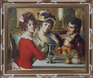 Oil on canvas painting by Spanish modern impressionist Jose Puyet (1922-2004), titled In the Salon, 31 inches by 38 ¾ inches (est.  $1,000-$2,500).  