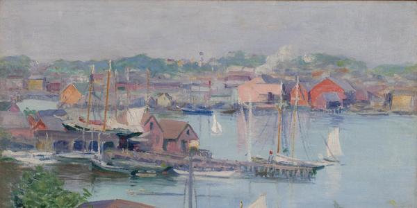 Alice Judson (American, 1869-1948), Summer Day, Gloucester Harbor, c.  1920s, oil on canvas, 20 x 24 inches.  Collection of Thomas Clark