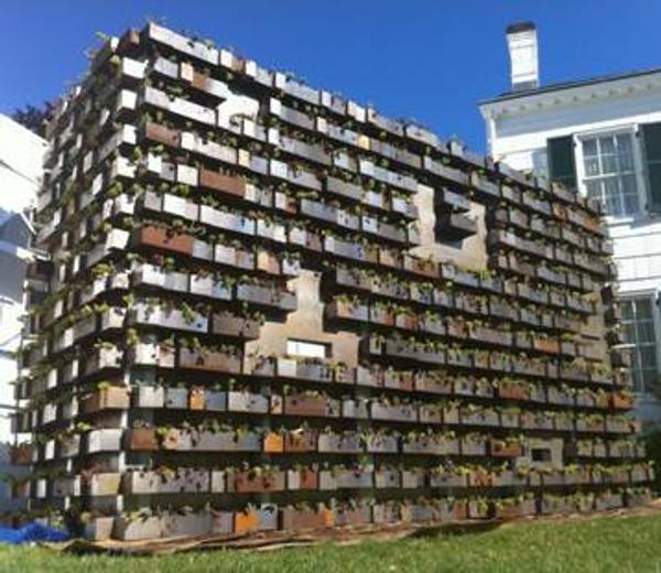 Alexis Laurent, Billboard, 2011.  Cor-Ten steel and succulents, 88 x 360 x 4 inches.  Courtesy the artist and Leila Heller Gallery, New York