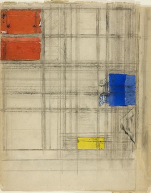 Piet Mondrian , Study for a Composition (recto), 1940 / 41 .  G ift of Dorothy Braude Edinburg to the Harry B.  and Bessie K.  Braude Memorial Collection .  © Mondrian/Holtzman Trust c/o HCR International, Warrentown, VA; 