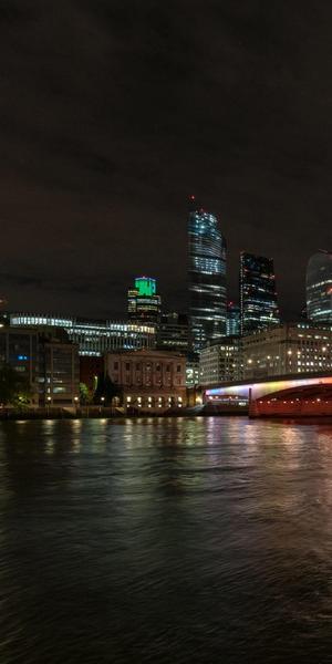 London Bridge, as lit for Leo Villareal’s Illuminated River artwork.