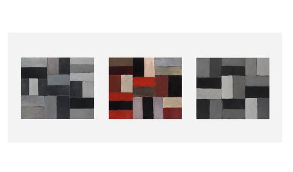 Iona, 2004-6.  Sean Scully, American (born Ireland), born 1945.  Oil on linen, 110 x 132 inches (279 x 336 cm) x three panels.  © Artists Rights Society (ARS), New York / IVARO, Ireland.  Philadelphia Museum of Art, Gift of Alan and Ellen Meckler, 2010