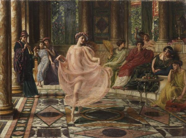 Offered at Bonhams on July 10, 2013, is "The Ionian Dance" by Sir Edward John Poynter.  Estimate: £300,000-£400,000