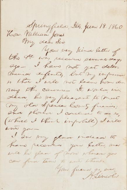 Lincoln letter sold at Charlton Hall Auctions for $18,720 (including 17% Buyer’s Premium).  