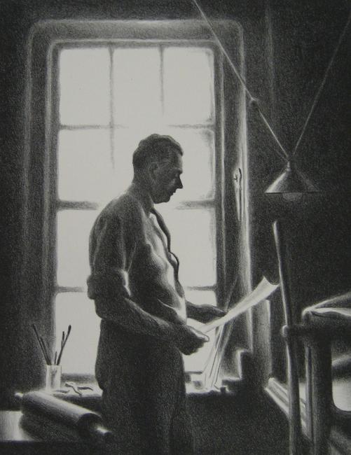 Ellison Hoover, George C.  Miller, Lithographer, 1949, lithograph, 11 1/8 x 8 3/4 inches.  Palmer Museum of Art, 2018.11