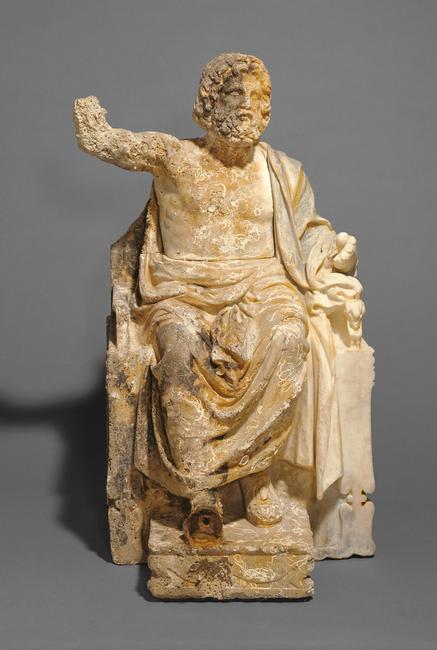 Statue of Zeus Enthroned, artist unknown, Greek, about 100 B.C.  Marble, 74 × 46 × 45.6 cm (29 1/8 × 18 1/8 × 17 15/16 in.)