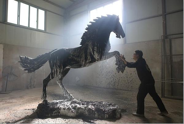 Ren Ma, or "Benevolent Horse," a large scale sculpture by Simon Ma.