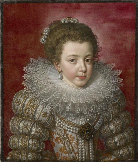 Frans Pourbus the Younger 1569 – 1622.  Elisabeth of France (1602 – 1644), later Isabelle, Queen of Spain Painted circa 1610-12.  Oil on a de-lined canvas: 21 1/4 x 18 5/16 inches.