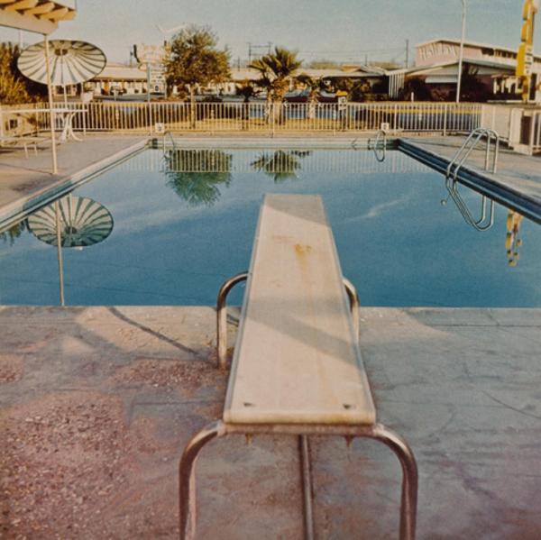 Ed Ruscha (American, b.  1937), Pool #2, from the portfolio Pools, 1968; printed 1997.  Chromogenic color print, 40.4 x 40.7 cm (image).  Edward Ruscha Papers and Art Collection, 2013.16.2 © Ed Ruscha.  Courtesy Harry Ransom Center.