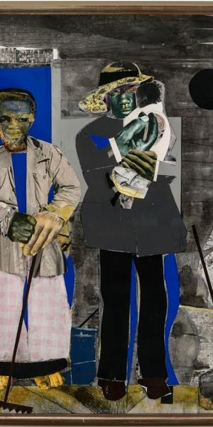 Romare Bearden (American, 1911–1988), Profile/Part I, The Twenties, Mecklenberg County, Miss Bertha & Mr.  Seth, 1978, collage on board.  Collection of Susan Merker.  © 2019 Romare Bearden Foundation/VAGA at Artists Rights Society (ARS), New York.  