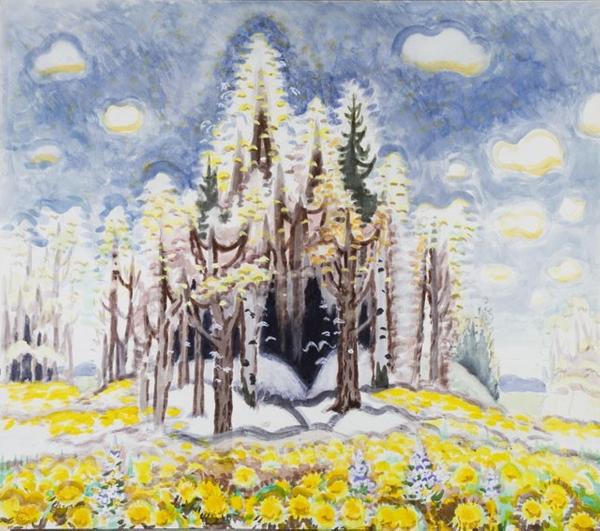 Charles Burchfield (1893-1967), Early Spring (detail), 1966-67, watercolor and charcoal on paper, 37 x 42 ¼"