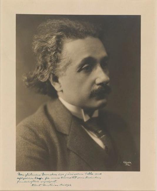 Herman Mishkin (1870–1948), Albert Einstein, Photograph, signed and inscribed by Einstein, 1921.  Private Collection.  