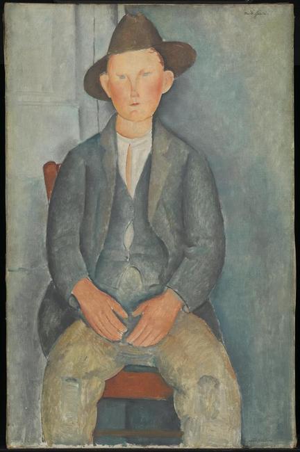 Amedeo Modigliani, The Little Peasant, circa 1918.  Oil on canvas, support: 1000 x 645 mm.  frame: 1155 x 810 x 65 mm.  Presented by Miss Jenny Blaker in memory of Hugh Blaker 1941.