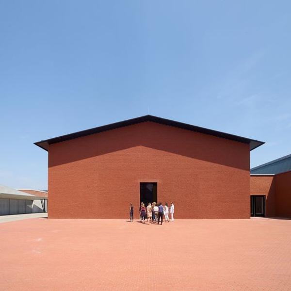 Exterior of Vitra Schaudepot, designed by the Basel-based architects Herzog & de Meuron.