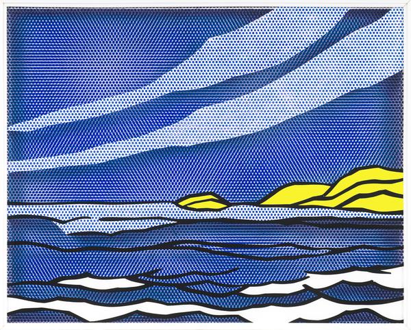 Roy Lichtenstein, Sea Shore, 1964.  Oil and Magna on two Plexiglas panels, paint on Plexiglas box frame (24 × 30 in.).  © Roy Lichtenstein Foundation