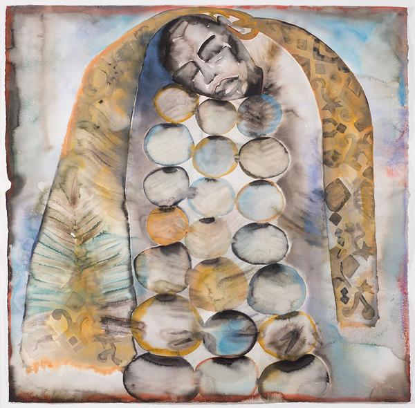 Francesco Clemente, Untitled, 1996, watercolor on paper, 49 x 49 1/2 x 2 1/4 in.  Copyright of the artist.  Courtesy of Mary Boone Gallery, New York.  Collection of the Linda Pace Foundation.  