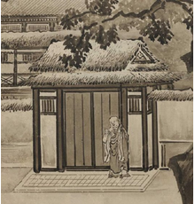 Kano Sansetsu, A Visit to Li Ning’s Secluded Dwelling and Wang Ziyou Visiting Dai Andao (detail), Japanese, Edo period, mid-17th century.  Pair of six-panel folding screens; ink and gold on paper.  Promised gift of Robert S.  and Betsy G.  Feinberg, TL41799.12.