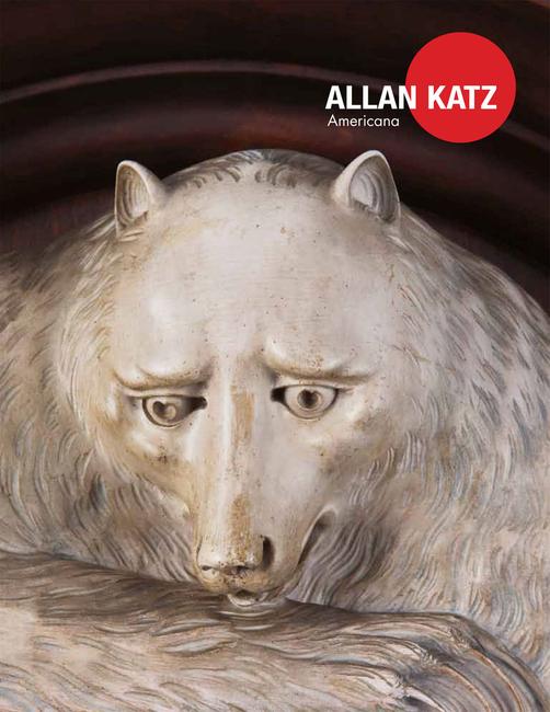 Cover of the new catalog from Allan Katz Americana.  Shown is a detail of a California Golden Grizzly Bear, carved and painted redwood and oak, circa 1885.