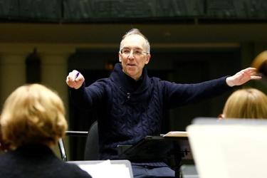 Keith Burstein rehearsing Symphony No 1 ‘Elixir’ with the Kaunas City Symphony Orchestra in Kaunas Lithuania, 2012 