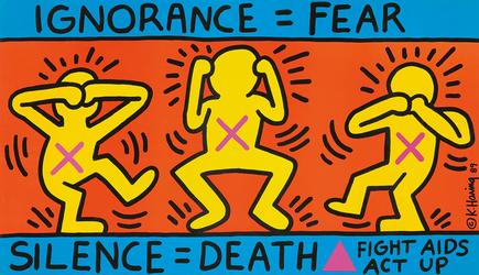 Keith Haring, Act Up / Ignorance = Fear.  1989.  (est.  $1,200-$1,500).